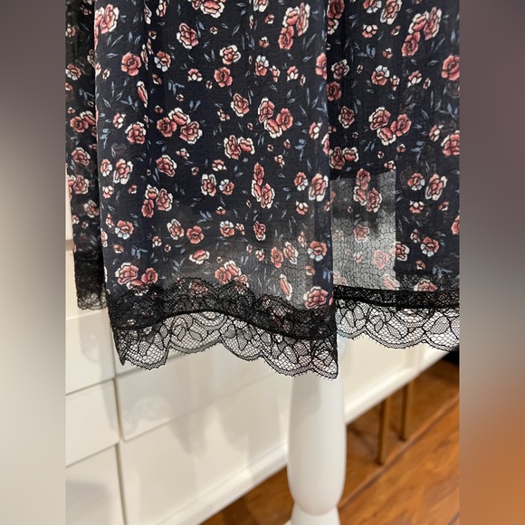 See By Chloe Navy Floral Rose Printed Chiffon Long Sleeve Dress - Picture 8 of 11